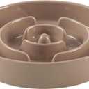 8.2inch Ceramic Slow Feeder Dog Bowl for Medium and Large Breed, Puzzle Dog Food Dish, Anti-Gulping, Pet Slow Feeder, Stop Bloat, Preventing Choking (Single Bowl-Brown Coffee)
