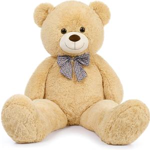 MorisMos Bow Tie Giant Teddy Bear 4 Feet, 47inch Stuffed Animal Big Teddy Bear Plush, Classic Girlfriend Boyfriend Gift, Brown