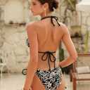 ZAFUL Crochet Triangle Bikini Halter Sting Bikinis Cute Cheeky Two Piece Swimsuit Sexy Bathing Suit for Women 2026 (Black, S)