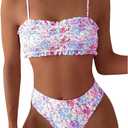 GORGLITTER Women's Floral Tankini Swimsuits High Waisted Bikini Sets Summer Ruffle Bathing Suits Two Piece Swim Suit (Multicolor) S