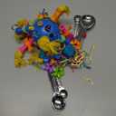 Parrot Toys Bird Toys Perch Pullable Stainless Steel Spoons Colorful Acrylic Stick Chew Toys for Amazons Mini Macaws African Greys Cockatoos Conures, Cockatiels, Lovebirds, Parrotlets and Other (blue)