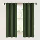 NICETOWN Dark Green Blackout Cafe Satin Curtains for Small Windows, 42" Wide by 63" Long, 2 Panels, Grommet Noise Reducing Faux Silk Blackout Drapes for Dining Room
