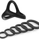 Triangle Men's Endurance Training Set, 7-Piece Set Includes 6 Different Sizes of Circular Bands-USLS08G (Set4-Black)