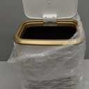 TIPGO Bathroom Trash Can with Lid, 2.1 Gallon / 8 Liter Small Garbage Can, Press Top Bin, Stainless Steel Wastebasket with PopUp Lid for Bedroom, Living Room, Office (White)