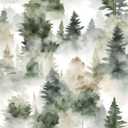 Foggy Forest Wallpaper Peel and Stick 17.4" x 393" Misty Woodland Green/Yellow Trees Contact Paper Waterproof Self-Adhesive Wall Paper for Bedroom Countertop Desk Cabinets Decor Renter Friendly