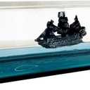 Unsinkable Black Pearl Pirate Wavey Boat Toy Model Desk Acrylic Paperweight Liquid Wave Decorations for Car Cruise Ship in a Bottle Box Toys (B-Small)