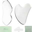 2Pcs Gua Sha Facial Tools Stainless Steel, Detailer GuaSha Set for Face Neck, Natural Skin Care Metal Gua Sha Lymphatic Drainage Face Massage Tool, Gift for Women