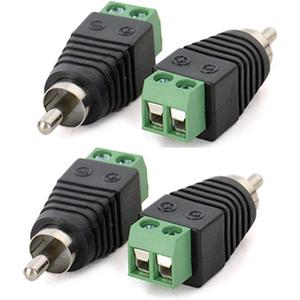 AILTECK Phono RCA Male Plug to AV Screw Terminal Audio Video Connector Speaker Wire to RCA Adapter 4-Pack