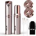 Facial Hair Removal for Women, Electric Painless Facial Hair Remover, Rechargeable Hair Removal Device for Face, Lip, Chin with 2 x Replacement Heads, Rose Gold