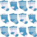 Onesies Brand Unisex Baby 12-Pair Bootie Socks (0-6 Months, Blue Stars)