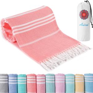Antfuny Turkish Beach Towels Vacation Essentials Pool Towel for Women Birthday, Teacher Appreciation Thank You Gifts, Mothers Days Bridesmaid Bride Girlfriend Friendship Sister 40th Retirement Gift (72 x 36 inch, Thinner Coral)