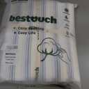 BESTOUCH Duvet Cover Set 100% Washed Cotton Linen Feel Super Soft Comfortable Chic Lightweight 3 PCs Home Bedding Set White & Cornflower Blue Stripes Queen (Queen (90" x 90"))