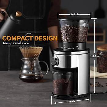 Coffee Grinder Electric Burr Coffee Bean Grinder for 212 Cups, Adjustable Burr Mill for 14 Grinding Settings, Stainless Steel