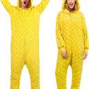 Pineapple Adult Comfortable One Piece Pajama Costume for Women Men Fun Food Themed Halloween Cosplay Party Outfit