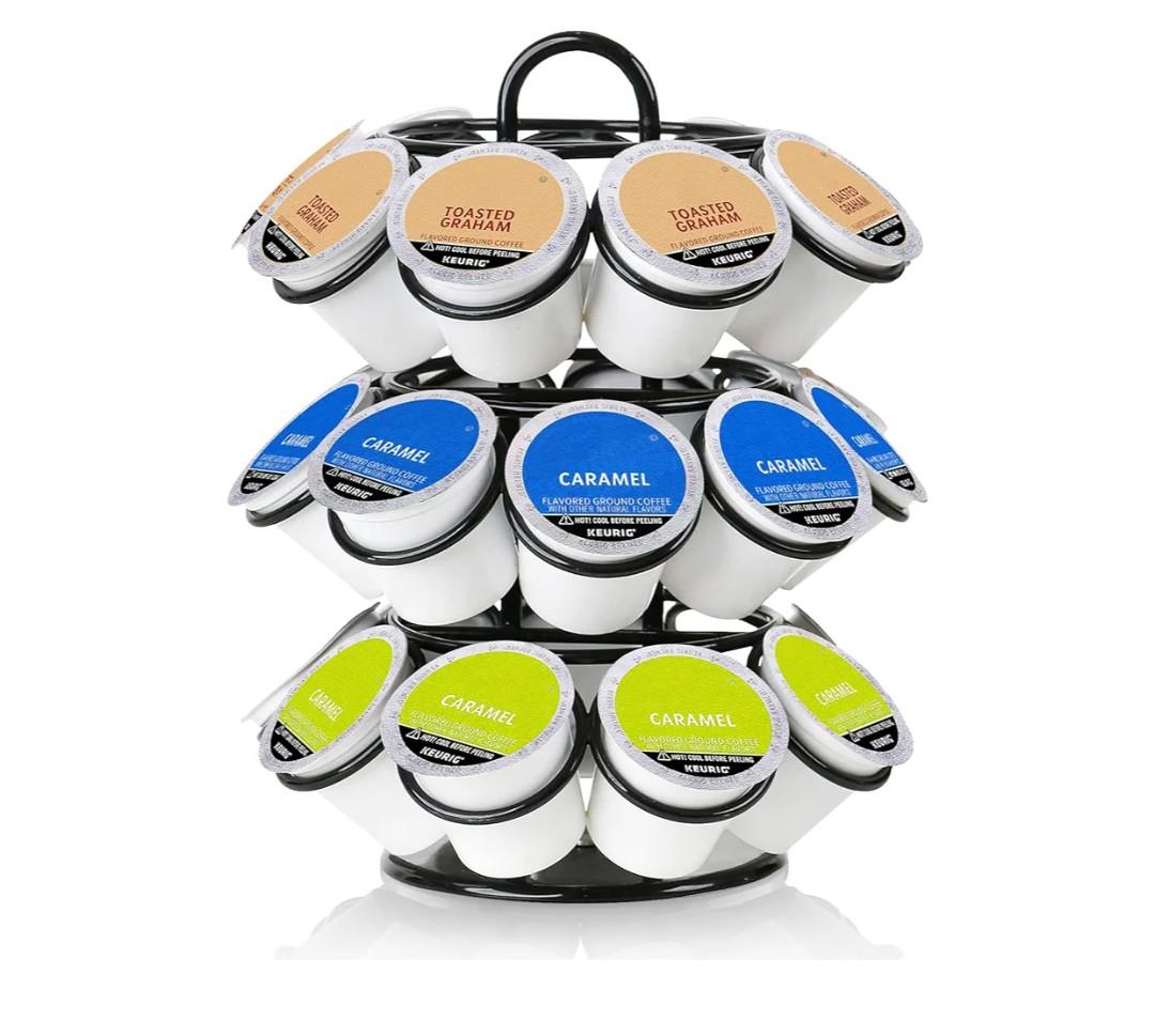 K Cup Holder, Coffee Pod Holder for Keurig, Coffee Pod Storage Organizer for K-cups, Compatible with Keurig Pods and Dolce Gusto, Holds 27 Pods, 360-Degrees Rotating -Black