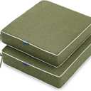 MIULEE 19 x 19 x 3 Inch Outdoor Chair Cushions,Waterproof Seat Cushions for Patio Furniture Garden with Ties Patio Chair Cushions Set of 2,Green