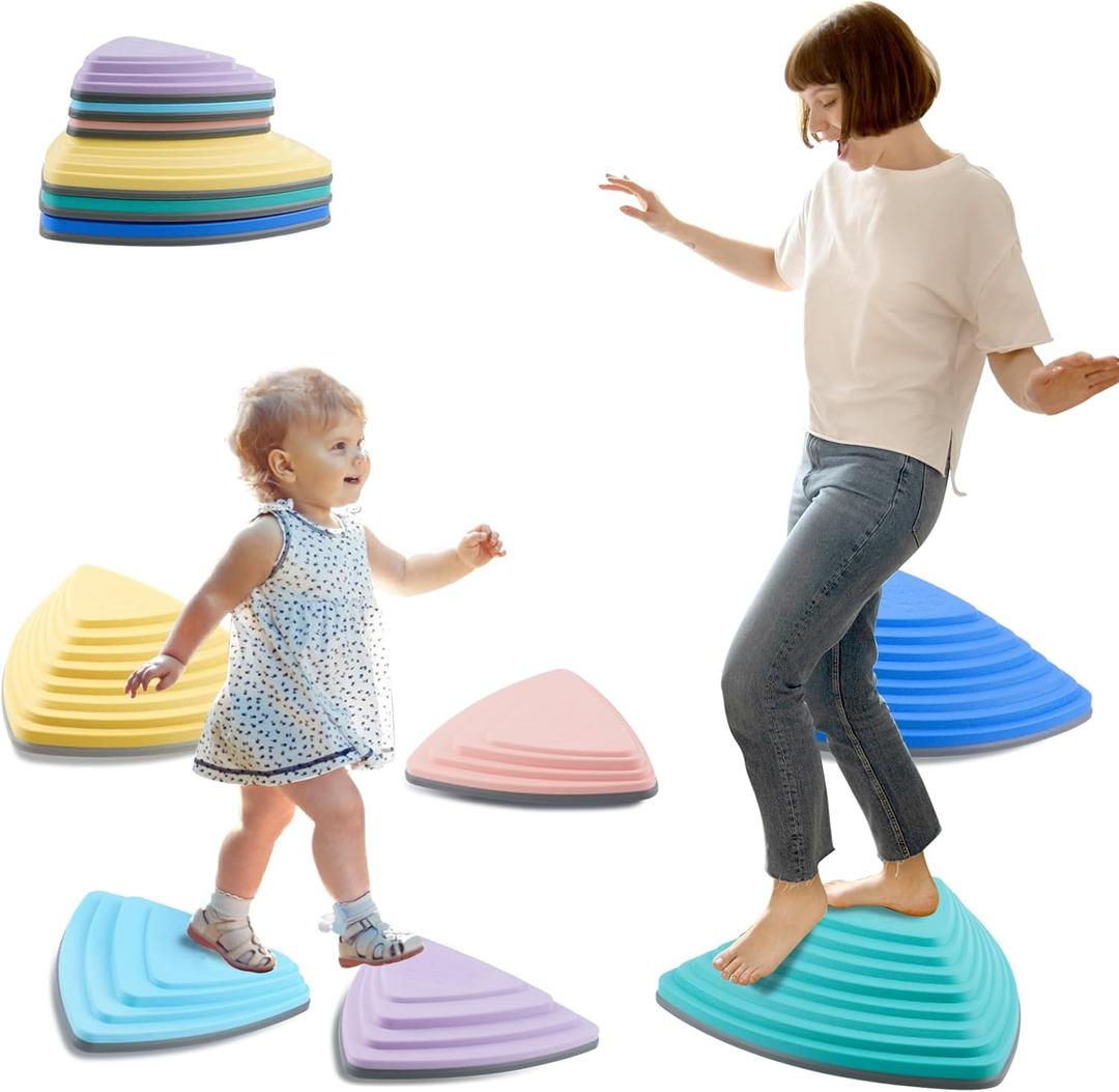 POSKAD Durable Non-Slip Stepping Stones for Kids - Toddler Stepping Stones to Encourage Balance & Gross Motor Skills, Indoor & Outdoor Toys, Gift for Kids, Obstacle Course Fun