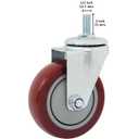 Finnhomy Swivel Caster Wheels 4 Inch Threaded Stem Casters Set of 4 Heavy Duty 1/2"-13 x 1 Anti-wear Polyurethane Industrial Castor Wheels for Cart/Furniture Load Bearing 2200 Lbs Smooth Casters Red