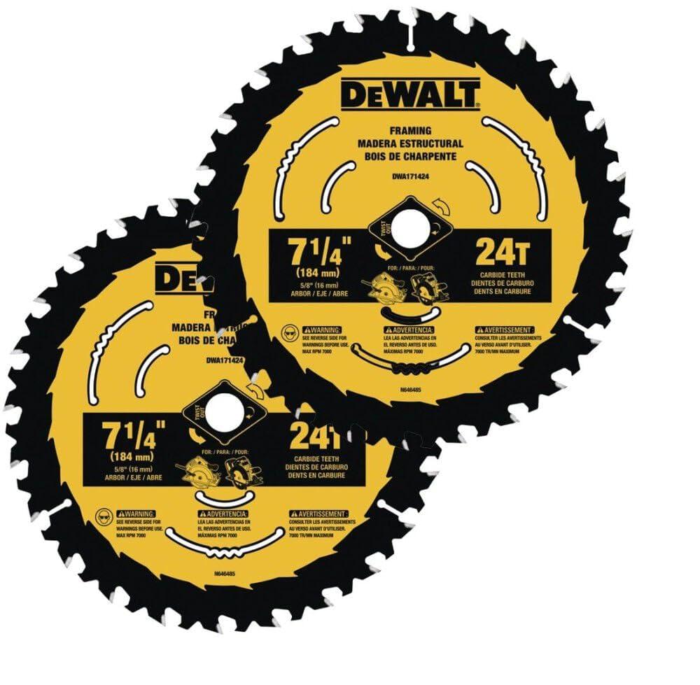 DEWALT Circular Saw Blade, 7 1/4 Inch, 24 Tooth, Wood Cutting (DWA1714242) (One Size)