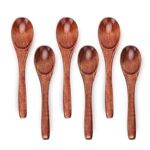 6in Wooden Spoons, 6pcs Soup Spoons Set, Small Wooden Utensils for Coffee, Tea, Jam, Sugar, Ice Cream and Bath Salts (6pcs 6in)