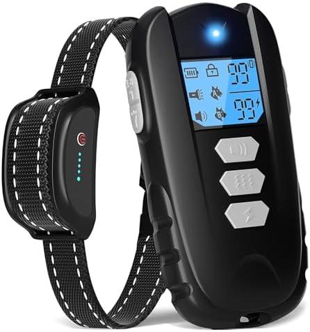 Dog Shock Collar with Remote Control – Shock Collar for Dogs 10–120 lbs, 2000FT Long Range IPX7 Waterproof Rechargeable Dog Training Collar with 4 Safe Modes Beep Vibration Shock & Flashlight Clear