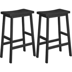 HOOBRO Bar Stool,Set of 2 Bamboo Bar Stools, 26 Inches Kitchen Counter Chairs with Footrest, Saddle Stools, for Living Room, Dining Room, Industrial Style, Black BB03MD01G2