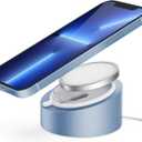 Stouchi Mag- Safe Charger Stand Wireless Charging Heavy-Duty Premium Metal Holder Base Desktop Tablet Mount for iPhone 16 Pro /16/15 Pro/15/14/13/12 Mag- Safe Charger Stand- Blue