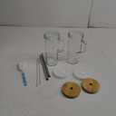 Birity 24oz Glass Cups with Lids and Straws,Glass Tumbler with Handle,2 setReusable Glass Ice Coffee Cups with Lid and Straw for Smoothies,Tea,Juice,Boba Cup for Cold & Hot Drinks,Travel Cup