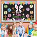2 x Easter Cross Bulletin Board Set Easter Christian Bunny Bulletin Board Decorations Spring Jesus Paper Cutouts with Name Tags for Classroom Sunday School Church Decor
