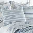 Levtex Home - Truro Quilt Set - Full/Queen Quilt + Two Standard Pillow Shams - Stripe in Shades of Blue - Quilt Size (88x92in.) and Pillow Sham Size (26x20in.) - Reversible - Cotton