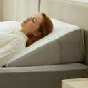 Bedluxe Wedge Pillow, 10 inch Bed Wedge Pillow for Headboard, Pillow Wedge for Acid Reflux Relief, Sleeping, Back Pain Relief, Snoring, Triangle Pillow Wedge, White/Grey