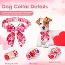 Valentine's Day Dog Collar with Bow Red and Pink Heart Printed Adjustable for Large Dogs, Durable Metal Buckle