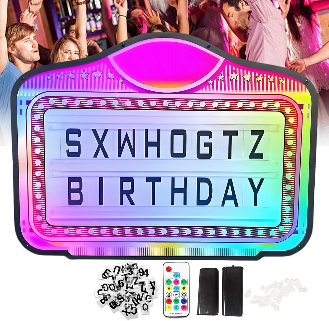 VIP Bottle Service Sign, Bottle Presenter for Night Club, Color Display Lights with 4 Sets Letters & 1 Numbers Kit, Hand Holding Small Light Box Sign for Wedding, Party, Bar