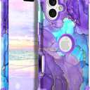 Hocase for iPhone 16 Plus Case 6.7", Heavy Duty Shockproof Protection Soft Silicone Rubber+Hard Plastic Bumpers Hybrid Protective Case for iPhone 16 Plus 2024 - When Purple Meets Blue