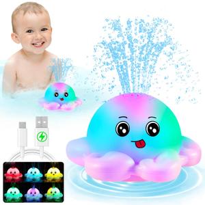 Gigilli Octopus Bath Toys, Baby Bath Toys for Kids Ages 1-3 Baby Girl Light Up Bath Toy Sprinkler 6-12-18 Months Toddler Bath Fountain Toy Infant Birthday 1 2 3 Gifts