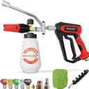 Pressure Washer Gun with Foam Cannon Kit, 1/4" Quick Connect, 5 Adjustable Nozzles & Dual Switch for Car Wash, 1000-4000PSI, One-Button Switching Modes of Rinse and Foam Spray