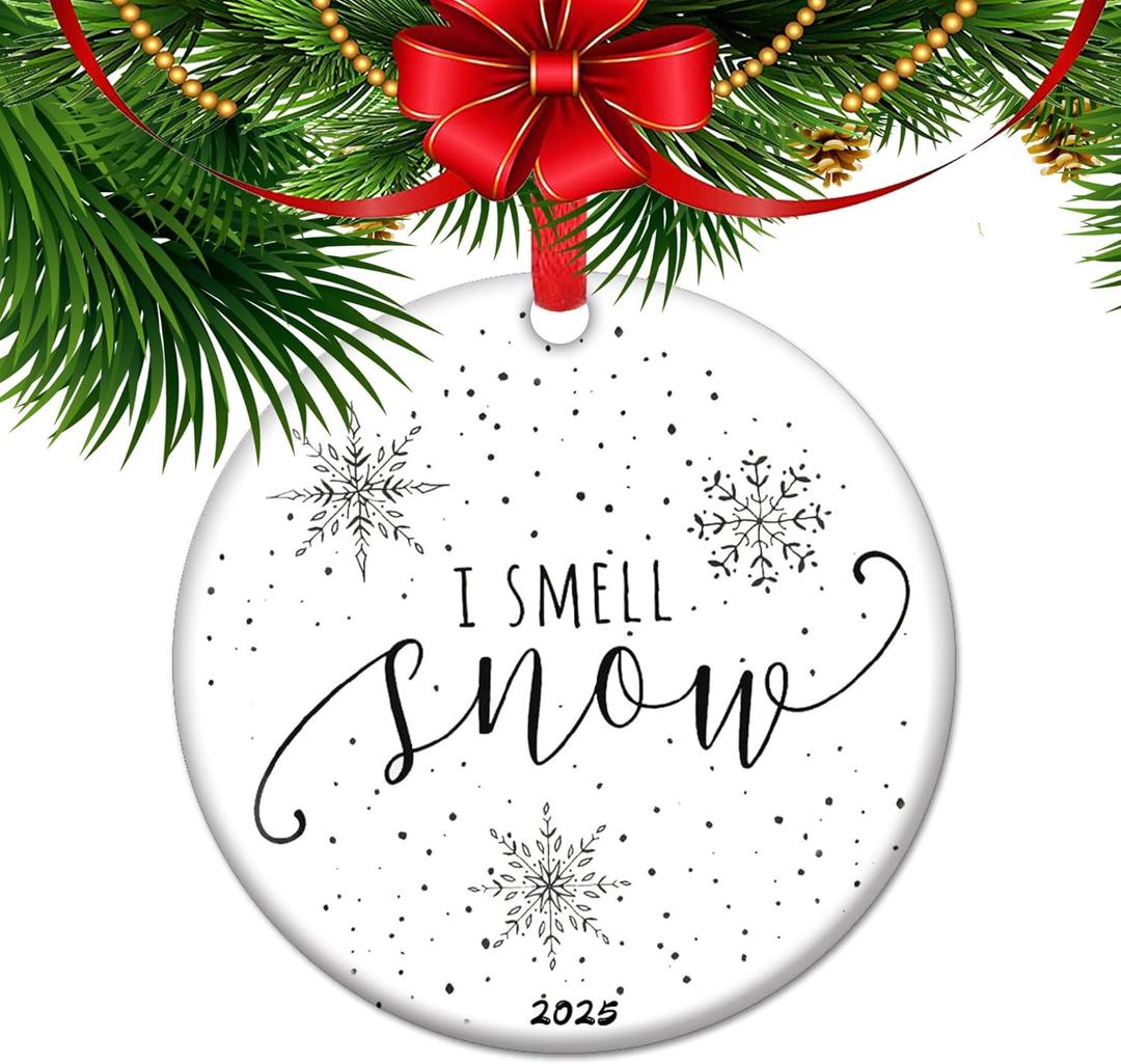 I Smell Snow Christmas Ornament, Winter Festival Xmas Tree Dorm Room Present Decor Gift (C1)