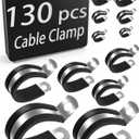 130PCS Cable Clamp Assortment Kit, 12 Sizes 304 Stainless Steel Wire Clips with Rubber Cushion, Pipe & Hose Clamps for Wiring, Plumbing, Fuel Injection Line, Automotive & Mechanical Use