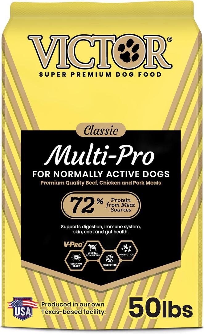 VICTOR Super Premium Dog Food – Multi-Pro Dry Canine Food – Gluten Free Dog Kibble with Beef, Chicken and Pork Protein for Normally Active Dogs – All Breeds and All Life Stages, 50 lb