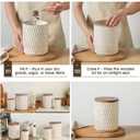 Ceramic Canisters Sets for the Kitchen, Flour Sugar Storage Containers, Diamond-Patterned Design, Coffee Canister with Airtight Lid for Counter Spice and Food (White Sets of 2)