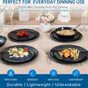 Melamine Dinnerware Set, 12pcs Plates and Bowls Set, Blue Dinner Dishes Set for Indoor and Outdoor, BPA-Free, Dishwasher Safe（Blue Cosmic）