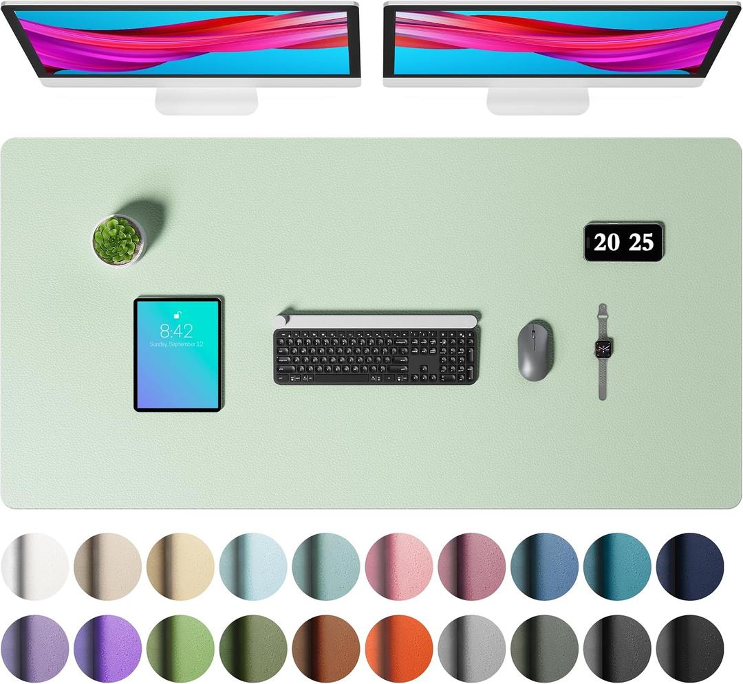 Aothia Faux Leather Desk Mat Large Mouse Pad, Non-Slip PU Leather Blotter, Waterproof Writing Surface for Office and Home (Aqua, 47.2" x 23.6")