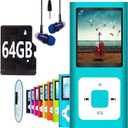 64GB MP3 Player, Hotechs MP3 Music Player with Slim Classic Digital LCD 1.82'' Screen Mini USB Port with FM Radio, Voice Record (Blue)