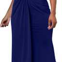 Memoriesea Women's Elegant Sleeveless One Shoulder Bodycon Evening Cocktail Maxi Dress (Royalblue, Small)