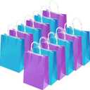 Cooraby 20 Pieces Kraft Paper Bags Party Favor Bags Craft Gift Bag with Handle for Birthday, Baby Shower, Wedding (Light Blue, Light Purple)