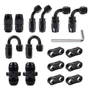 EVIL ENERGY 6AN Hose End Fitting Kit Straight 45 90 180 Degree with AN6 Male to Male Coupler & 6AN Hose Separator Clamp for CPE Braided Hose