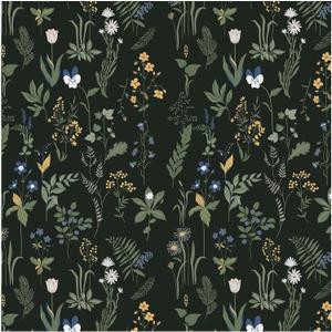 Removable Peel and Stick Wallpaper Boho 17.5 x 394 In Floral Wallpaper for Bedroom Bathroom Easy Peel Off Wallpaper Stick on Wallpaper Contact Paper Renter Friendly Wall Paper with Knife Tape Measure (Dark)