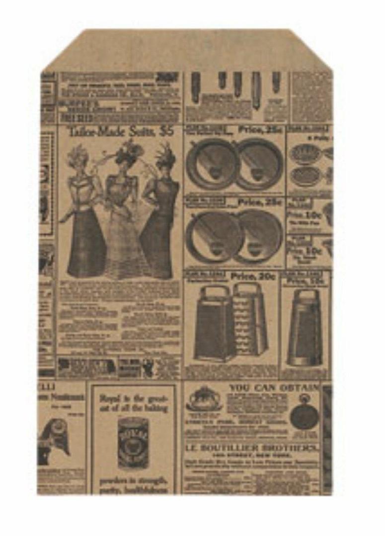 50 Qty 6x9 Newspaper print Paper Kraft Bags,Vintage style Newsprint Favor Craft Bag