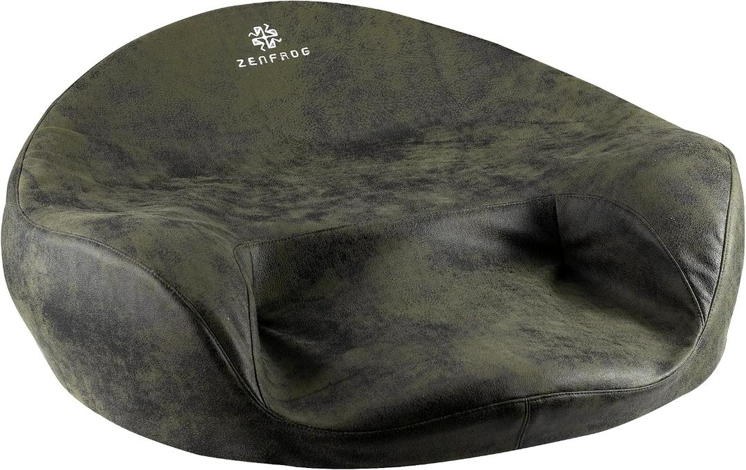 Ergonomic Meditation Cushion/Chair/Seat/Floor Pillow for Home/Office/Studio Memory Foam, Removable & Washable Cover, Designed for Long Period Meditation Comfort (Dark Green)