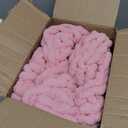 Negwoo Chunky Knit Throw Blanket, 30''*40'' Knitted Throw Chenille Yarn for Bed Couch, Handmade Light Pink Crochet Big Thick Blanket, Machine Washable Cute Comfy Blanket for Home Decor